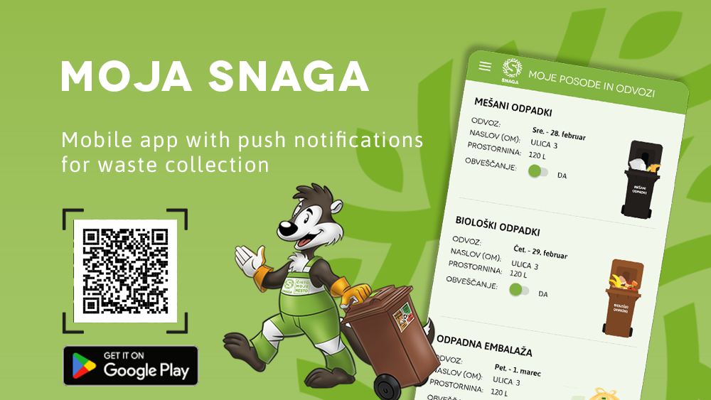 Moja Snaga Android app with push notifications for waste collection